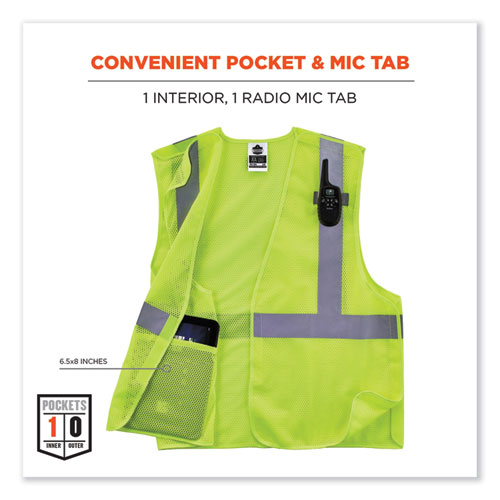 GloWear 8215BA-S Single Size Class 2 Economy Breakaway Mesh Vest, Polyester, 3X-Large, Lime