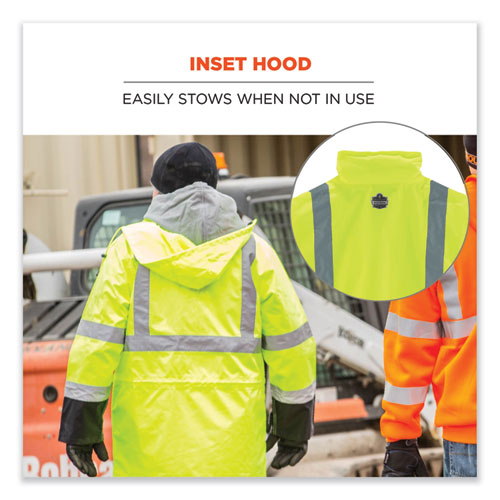 GloWear 8365BK Class 3 Hi-Vis Rain Jacket Black Bottom, X-Large, Lime, Ships in 1-3 Business Days