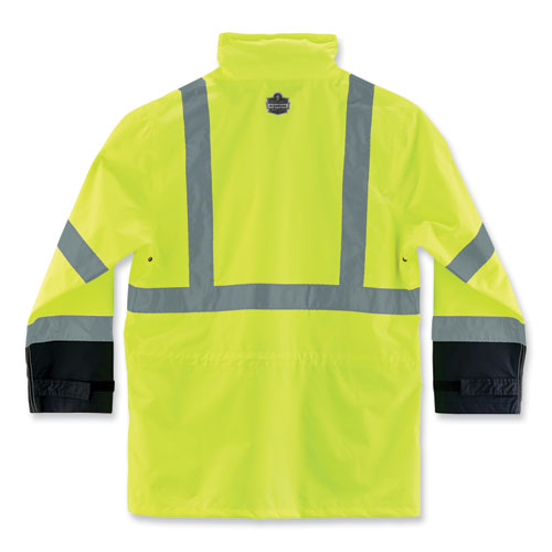 GloWear 8365BK Class 3 Hi-Vis Rain Jacket Black Bottom, 4X-Large, Lime, Ships in 1-3 Business Days