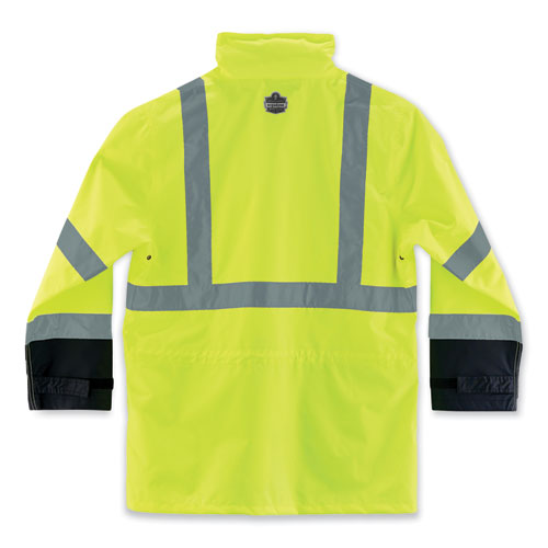 GloWear 8365BK Class 3 Hi-Vis Rain Jacket Black Bottom, 5X-Large, Lime
