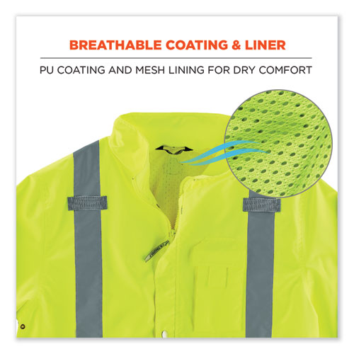 GloWear 8365BK Class 3 Hi-Vis Rain Jacket Black Bottom, 5X-Large, Lime