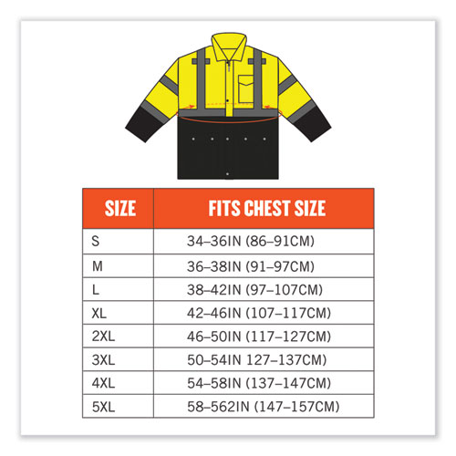 GloWear 8365BK Class 3 Hi-Vis Rain Jacket Black Bottom, 5X-Large, Lime