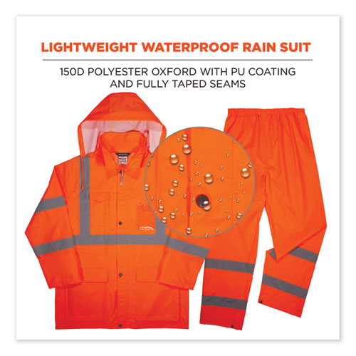 GloWear 8376K Lightweight HV Rain Suit, 2X-Large, Orange, Ships in 1-3 Business Days