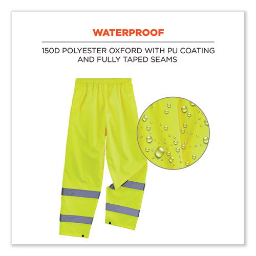 GloWear 8916 Class E Lightweight Hi-Vis Rain Pants, X-Large, Lime