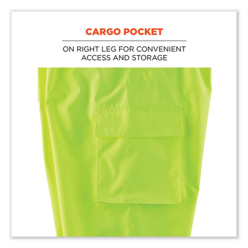 GloWear 8915BK Class E Hi-Vis Rain Pants Black Bottom, X-Large, Lime