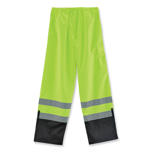 GloWear 8915BK Class E Hi-Vis Rain Pants Black Bottom, 3X-Large, Lime