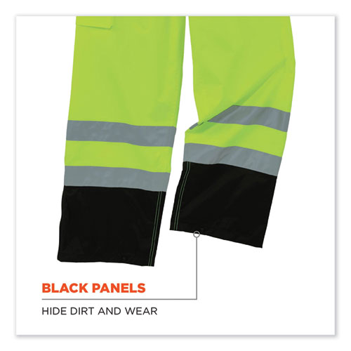 GloWear 8915BK Class E Hi-Vis Rain Pants Black Bottom, 4X-Large, Lime