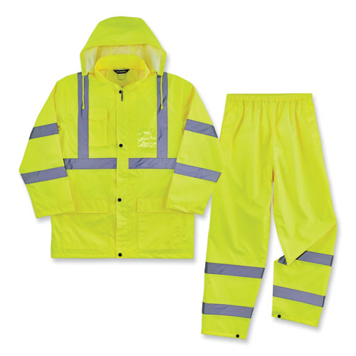 GloWear 8376K Lightweight HV Rain Suit, Medium, Lime, Ships in 1-3 Business Days