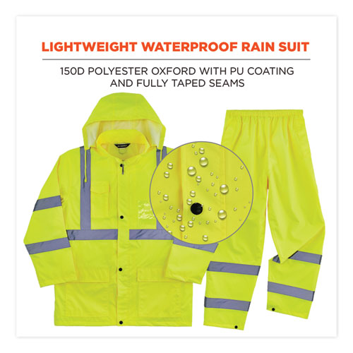 GloWear 8376K Lightweight HV Rain Suit, Large, Lime, Ships in 1-3 Business Days