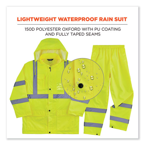 GloWear 8376K Lightweight HV Rain Suit, X-Large, Lime, Ships in 1-3 Business Days