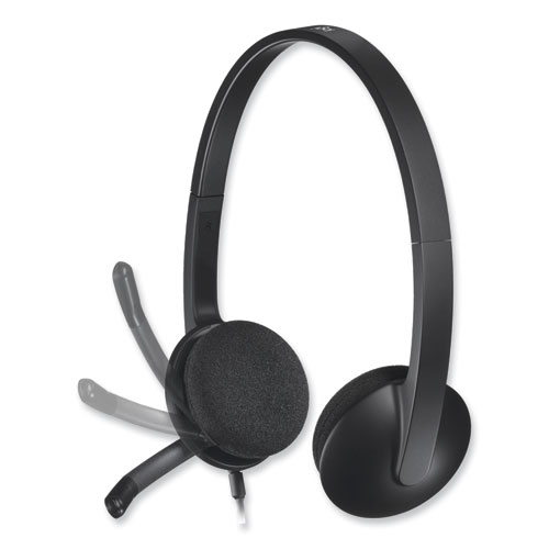 Image of Logitech® H340 Binaural Over The Head Corded Headset, Black