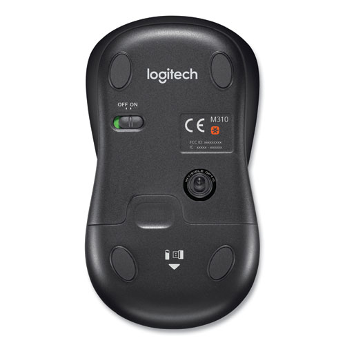 Image of Logitech® M310 Wireless Mouse, 2.4 Ghz Frequency/30 Ft Wireless Range, Left/Right Hand Use, Silver/Black