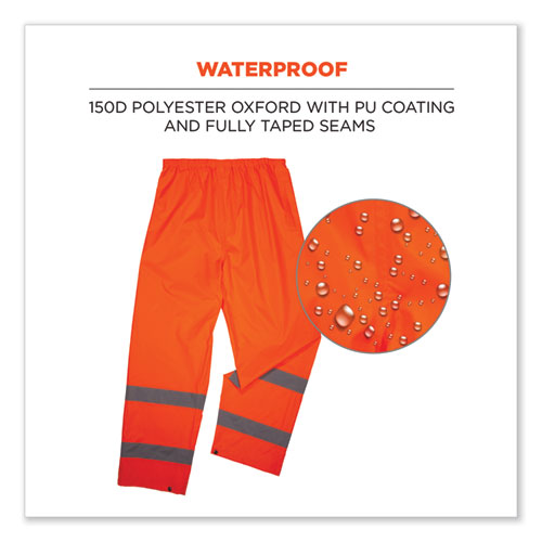 GloWear 8916 Class E Lightweight Hi-Vis Rain Pants, Large, Orange, Ships in 1-3 Business Days