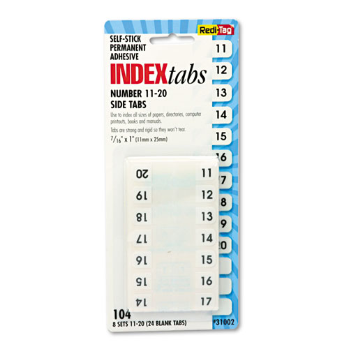 Image of Legal Index Tabs, Preprinted Numeric: 11 to 20, 1/12-Cut, White, 0.44" Wide, 104/Pack