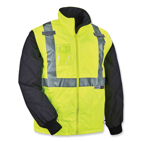 GloWear 8287 Class 2 Hi-Vis Jacket with Removable Sleeves, Medium, Lime, Ships in 1-3 Business Days