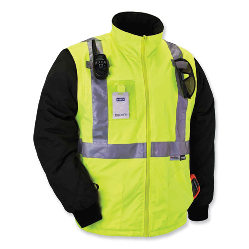 GloWear 8287 Class 2 Hi-Vis Jacket with Removable Sleeves, Large, Lime, Ships in 1-3 Business Days