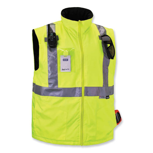 GloWear 8287 Class 2 Hi-Vis Jacket with Removable Sleeves, Large, Lime, Ships in 1-3 Business Days