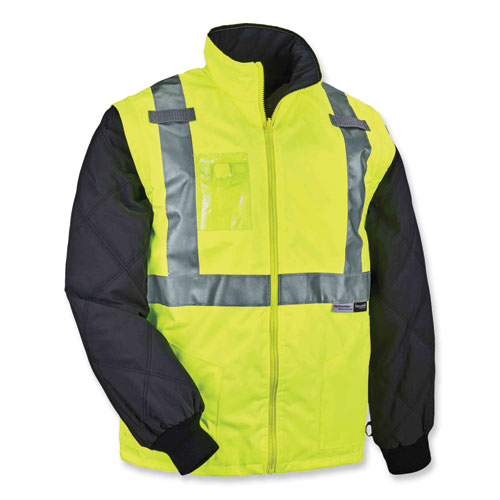 GloWear 8287 Class 2 Hi-Vis Jacket with Removable Sleeves, 4X-Large, Lime, Ships in 1-3 Business Days