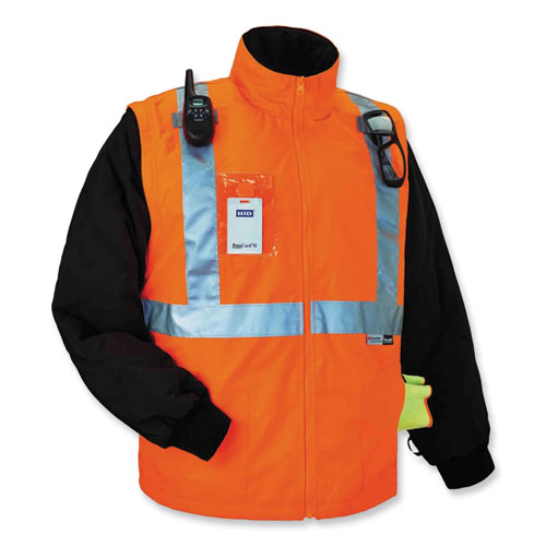 GloWear 8287 Class 2 Hi-Vis Jacket with Removable Sleeves, Large, Orange, Ships in 1-3 Business Days