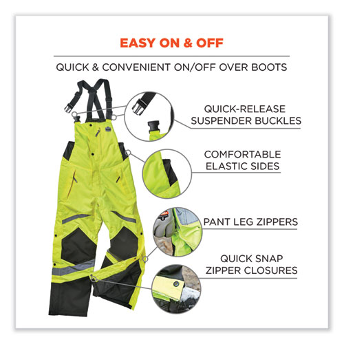 GloWear 8928 Class E Hi-Vis Insulated Bibs, X-Large, Lime, Ships in 1-3 Business Days