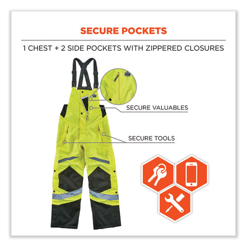 GloWear 8928 Class E Hi-Vis Insulated Bibs, 2X-Large, Lime, Ships in 1-3 Business Days