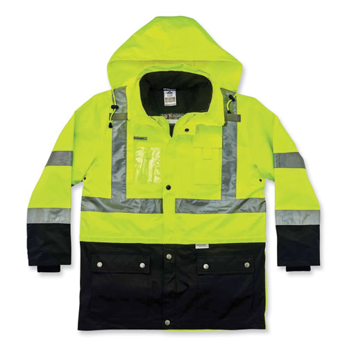 GloWear 8388 Class 3/2 Hi-Vis Thermal Jacket Kit, Large, Lime, Ships in 1-3 Business Days