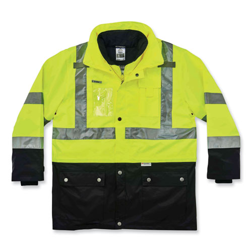 GloWear 8388 Class 3/2 Hi-Vis Thermal Jacket Kit, Large, Lime, Ships in 1-3 Business Days