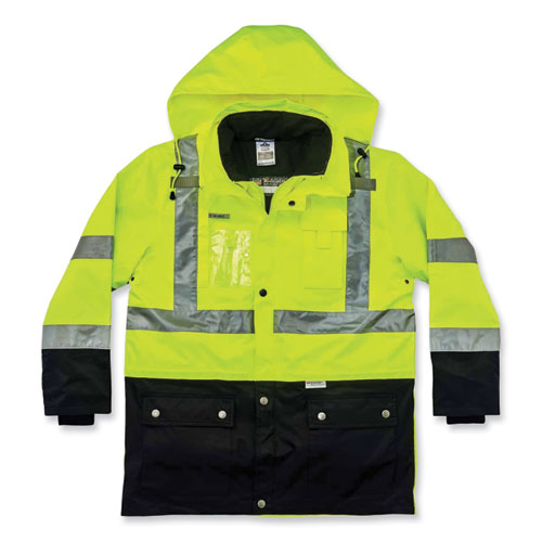 GloWear 8388 Class 3/2 Hi-Vis Thermal Jacket Kit, X-Large, Lime, Ships in 1-3 Business Days