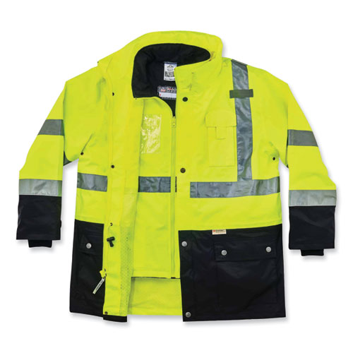 GloWear 8388 Class 3/2 Hi-Vis Thermal Jacket Kit, 3X-Large, Lime, Ships in 1-3 Business Days