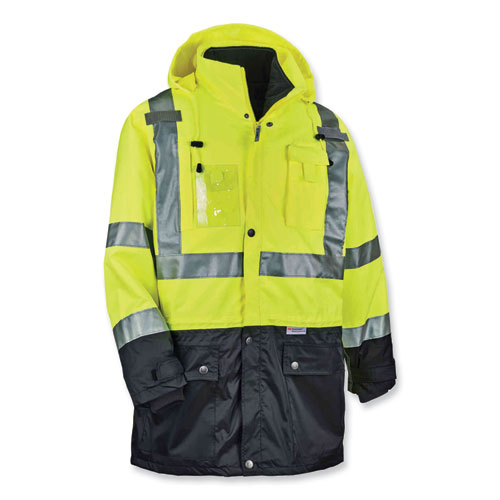 GloWear 8388 Class 3/2 Hi-Vis Thermal Jacket Kit, 4X-Large, Lime, Ships in 1-3 Business Days