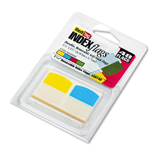 Image of Redi-Tag® Write-On Index Tabs, 1/5-Cut, Assorted Colors, 1.06" Wide, 48/Pack