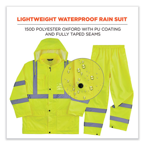 GloWear 8376K Lightweight HV Rain Suit, 2X-Large, Lime, Ships in 1-3 Business Days