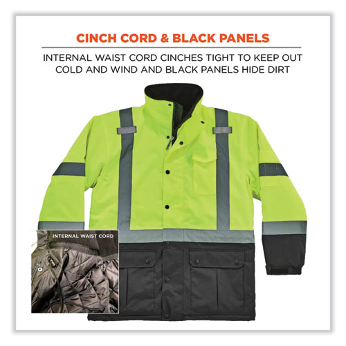 GloWear 8384 Class 3 Hi-Vis Quilted Thermal Parka, 2X-Large, Lime, Ships in 1-3 Business Days
