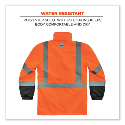 GloWear 8384 Class 3 Hi-Vis Quilted Thermal Parka, Large, Orange, Ships in 1-3 Business Days