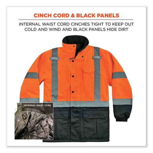 GloWear 8384 Class 3 Hi-Vis Quilted Thermal Parka, X-Large, Orange, Ships in 1-3 Business Days