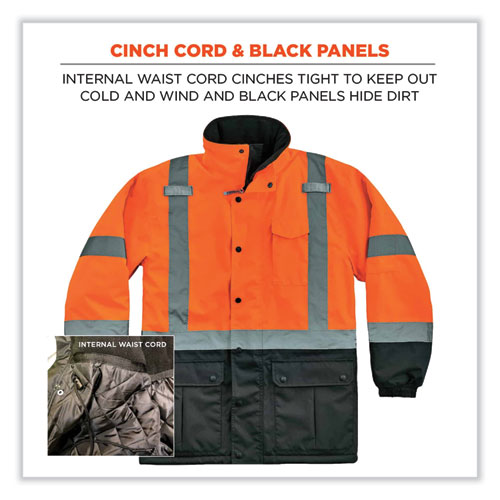 GloWear 8384 Class 3 Hi-Vis Quilted Thermal Parka, 2X-Large, Orange, Ships in 1-3 Business Days