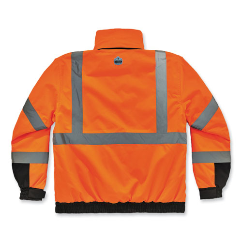 GloWear 8381 Class 3 Hi-Vis 4-in-1 Quilted Bomber Jacket, Orange, Large, Ships in 1-3 Business Days