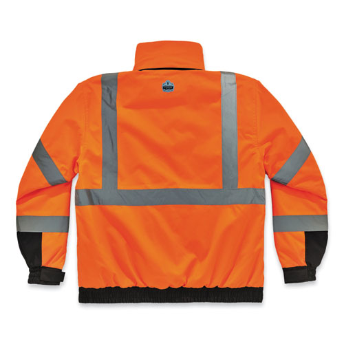 GloWear 8381 Class 3 Hi-Vis 4-in-1 Quilted Bomber Jacket, Orange, 4X-Large, Ships in 1-3 Business Days