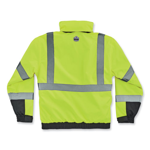 GloWear 8381 Class 3 Hi-Vis 4-in-1 Quilted Bomber Jacket, Lime, X-Large, Ships in 1-3 Business Days