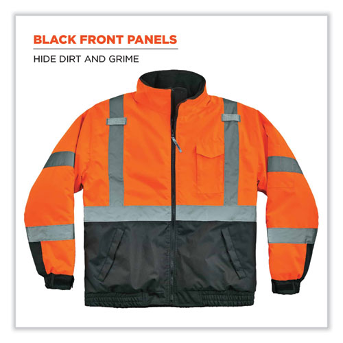 GloWear 8377 Class 3 Hi-Vis Quilted Bomber Jacket, Orange, Large, Ships in 1-3 Business Days