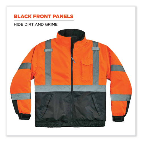 GloWear 8377 Class 3 Hi-Vis Quilted Bomber Jacket, Orange, X-Large, Ships in 1-3 Business Days