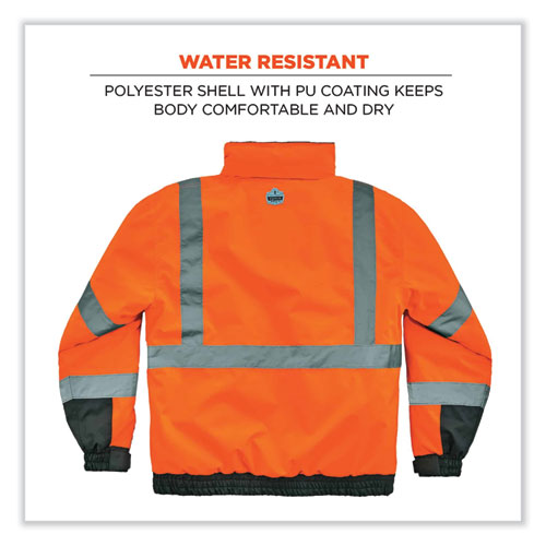 GloWear 8377 Class 3 Hi-Vis Quilted Bomber Jacket, Orange, 2X-Large, Ships in 1-3 Business Days