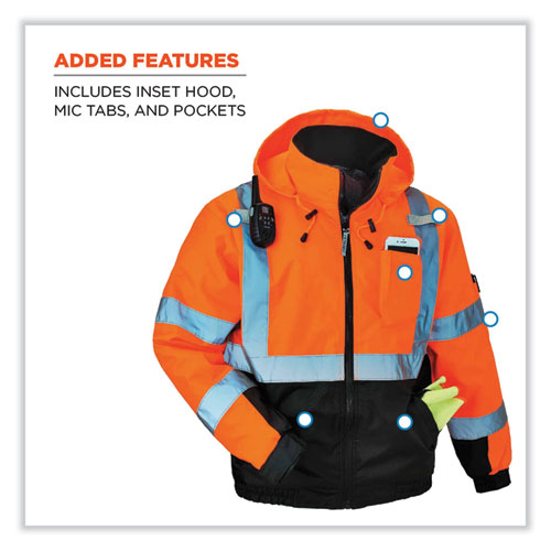 GloWear 8377 Class 3 Hi-Vis Quilted Bomber Jacket, Orange, 2X-Large, Ships in 1-3 Business Days