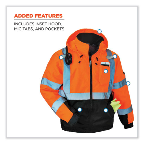 GloWear 8377 Class 3 Hi-Vis Quilted Bomber Jacket, Orange, 3X-Large, Ships in 1-3 Business Days