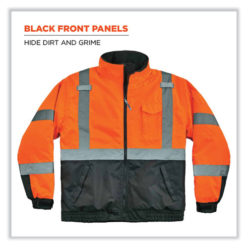 GloWear 8377 Class 3 Hi-Vis Quilted Bomber Jacket, Orange, 3X-Large, Ships in 1-3 Business Days