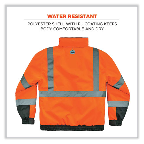 GloWear 8377 Class 3 Hi-Vis Quilted Bomber Jacket, Orange, 4X-Large, Ships in 1-3 Business Days