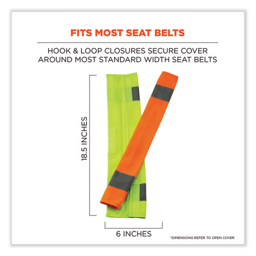 GloWear 8004 Hi-Vis Seat Belt Cover, 6" x 18.5", Orange, Ships in 1-3 Business Days