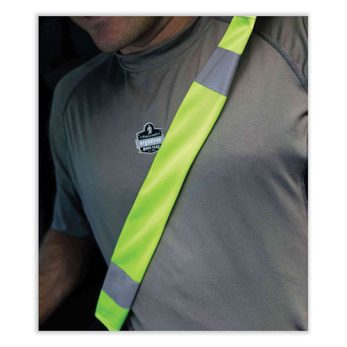 GloWear 8004 Hi-Vis Seat Belt Cover, 6" x 18.5", Lime, Ships in 1-3 Business Days