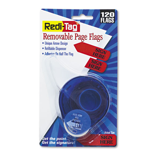 Redi-Tag® Arrow Message Page Flags in Dispenser, "Sign Here", Red, 120 Flags/Pack