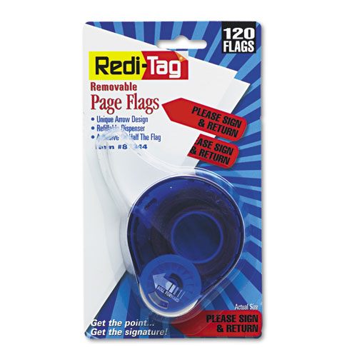 Image of Redi-Tag® Arrow Message Page Flags In Dispenser, "Please Sign And Return", Red, 120 Flags/Dispenser